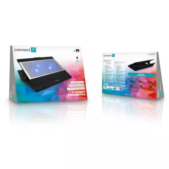 CONNECT IT FrostBlast hladilna podloga pod prenosni računalnik z modro osvetlitvijo, Črna