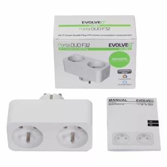 EVOLVEO Porta DUO F32, pametna dvojna vtičnica Wi-Fi z merjenjem električne energije