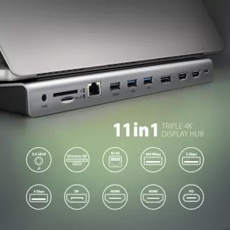AXAGON HMC-4KX3 USB 5Gbps vozlišče, 3x USB-A, 2x HDMI, DP, RJ-45 GLAN, SD/microSD, zvok, PD 100W, kabel USB-C 40cm AXAGON HMC-4KX3 USB 5Gbps vozlišče, 3x USB-A, 2x HDMI, DP, RJ-45 GLAN, SD/microSD, zvok, PD 100W, kabel USB-C 40cm