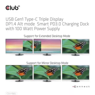 Club3D Priključna postaja USB-C 14v1, 1xDP, 1xHDMI, 1xVGA, 2xUSB-C, 5xUSB, 1xRJ45, 1x3,5 mm, siva