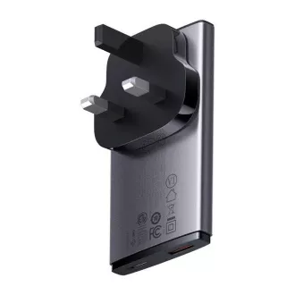 Baseus GAN5 Pro Ultratanek adapter za hitro polnjenje USB-C   USB-A 65 W, siv