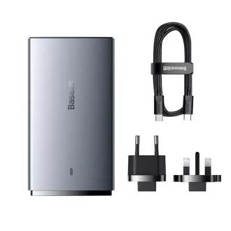 Baseus GAN5 Pro Ultratanek adapter za hitro polnjenje USB-C   USB-A 65 W, siv