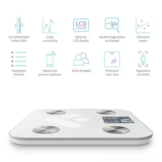 TrueLife FitScale W6 BT - Bioelektrična impedančna tehtnica bluetooth - bela