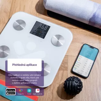 TrueLife FitScale W6 BT - Bioelektrična impedančna tehtnica bluetooth - bela
