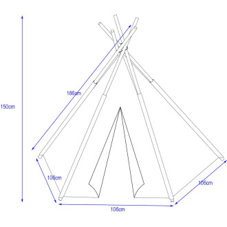 Otroški šotor Teepee INDIJANCI, dimenzije 106x106x150cm