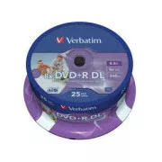 VERBATIM DVD R (25-kratni paket)/vreteno z dvojno plastjo 8X 8,5 GB za tiskanje s črnilom