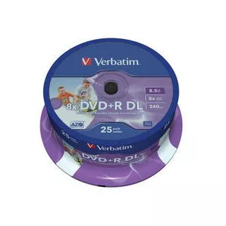VERBATIM DVD R (25-kratni paket)/vreteno z dvojno plastjo 8X 8,5 GB za tiskanje s črnilom