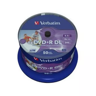 VERBATIM DVD R(50 kosov)Dvojni sloj/vreteno/8X/8,5 GB/tiskljiv/NoID