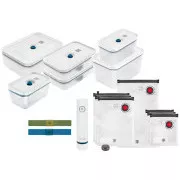 Vakuumski set ZWILLING, 5x plastična posoda, 1x steklena posoda, 7 vrečk, vakuumska črpalka, 2 trakova, modra - Fresh & Save