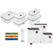 Vakuumski set ZWILLING, 3x steklena posoda, 2x plastična posoda, 7 vrečk, vakuumska črpalka, 3 trakovi, modra - Fresh & Save