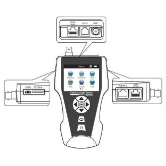 Tester LAN kablov TLCD8601S z LCD zaslonom, koaksialni kabel, Cat3/Cat5E/Cat6/Cat7, UTP/STP, USB, PoE, ping, sonda, preprečevanje zanke