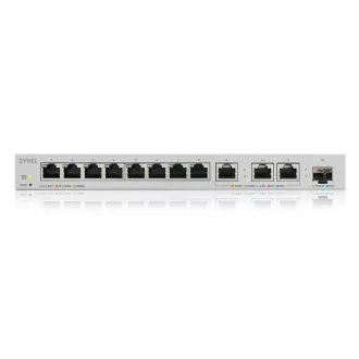 Zyxel XGS1250-12 v2, 12-priključno gigabitno spletno upravljano namizno stikalo z 8 priključki 1G   3 priključki MultiGig 1/2,5/5/10G   1 priključek SFP