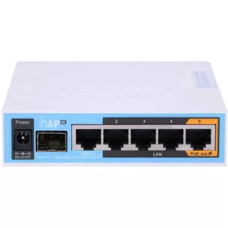 MikroTik hAP ac, 720MHz CPU, 128MB RAM, 5x LAN, 2.4 5GHz, Wi-Fi 802.11b/g/n/ac, SFP reža, vključeno. L4