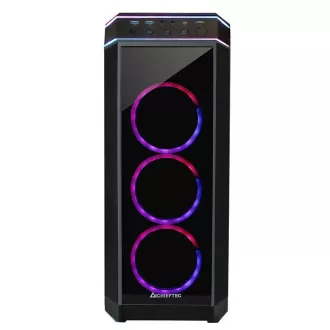 CHIEFTEC ohišje STALLION II, ATX, 1x USB-C 3.2, 2x USB 3.1, 1x USB 2.0, 4x 120mm RGB ventilator, črno