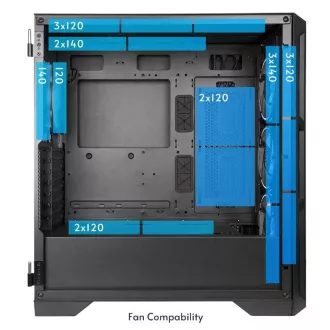 Ohišje CHIEFTEC APEX LUMO, E-ATX, 1x USB-C 3.2, 2x USB 3.0, 4x 140mm ventilator ARGB, ARGB Hub, črno