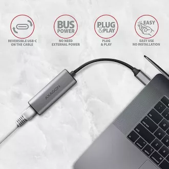 AXAGON ADE-25RC USB-C 3.2 Gen 1 - 2.5 Gigabitna Ethernet mrežna kartica, Realtek 8156, samodejna namestitev, siva