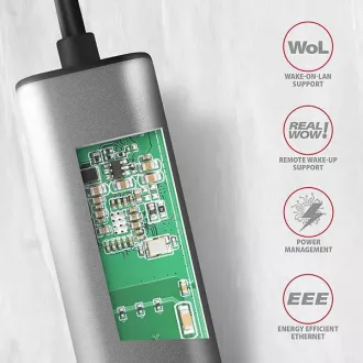 AXAGON ADE-25RC USB-C 3.2 Gen 1 - 2.5 Gigabitna Ethernet mrežna kartica, Realtek 8156, samodejna namestitev, siva