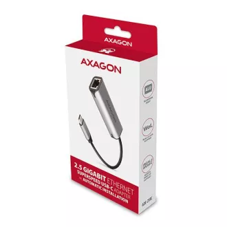 AXAGON ADE-25RC USB-C 3.2 Gen 1 - 2.5 Gigabitna Ethernet mrežna kartica, Realtek 8156, samodejna namestitev, siva