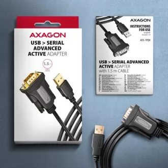 AXAGON ADS-1PQN, USB-A 2.0 - serijski RS-232 DB9-M FTDI adapter / kabel 1,5 m AXAGON ADS-1PQN, USB-A 2.0 - serijski RS-232 DB9-M FTDI adapter / kabel 1,5 m