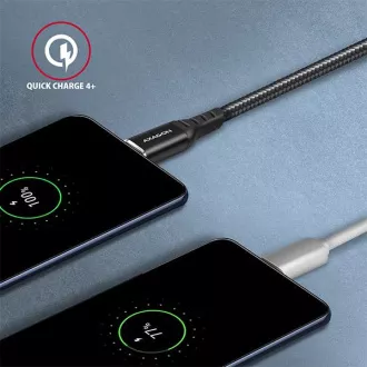 AXAGON BUCM-CM15AB, HQ kabel USB-C <-> USB-C, 1,5 m, USB 2.0, PD 60W 3A, ALU, oplet, črn