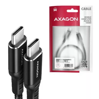 AXAGON BUCM-CM15AB, HQ kabel USB-C <-> USB-C, 1,5 m, USB 2.0, PD 60W 3A, ALU, oplet, črn