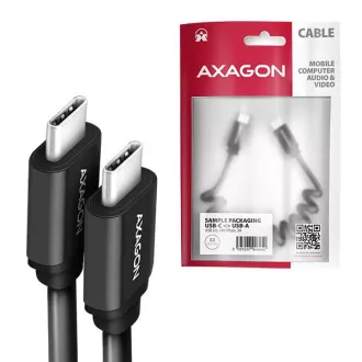 AXAGON BUCM-CM20TB, kabel TWISTER USB-C <-> USB-C, 1,1 m, USB 2.0, PD 60W 3A, ALU, tpe, črn