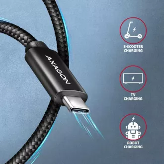 AXAGON BUCM2-CM10AB, CHARGE kabel USB-C <-> USB-C, 1 m, Hi-Speed USB, PD 240W 5A, ALU, oplet, črn
