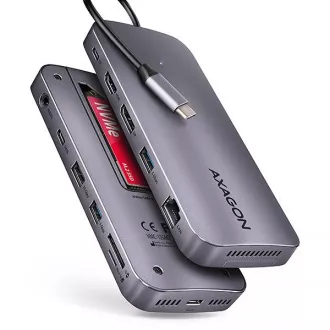 AXAGON HMC-12GM2, vozlišče USB 10Gb/s, 3x USB-A, USB-C, HDMI, DP, RJ-45 GLAN, M.2, SD/mSD, avdio, PD 100W, kabel USB-C 50cm AXAGON HMC-12GM2, vozlišče USB 10Gb/s, 3x USB-A, USB-C, HDMI, DP, RJ-45 GLAN, M.2, SD/mSD, avdio, PD 100W, kabel USB-C 50cm