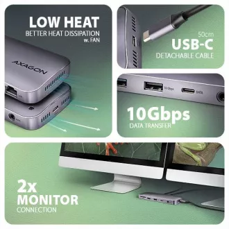 AXAGON HMC-12GM2, vozlišče USB 10Gb/s, 3x USB-A, USB-C, HDMI, DP, RJ-45 GLAN, M.2, SD/mSD, avdio, PD 100W, kabel USB-C 50cm AXAGON HMC-12GM2, vozlišče USB 10Gb/s, 3x USB-A, USB-C, HDMI, DP, RJ-45 GLAN, M.2, SD/mSD, avdio, PD 100W, kabel USB-C 50cm