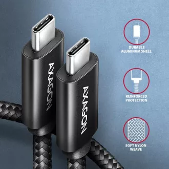 AXAGON BUCM4X-CM10AB NewGEN  kabel USB-C <-> USB-C, 1 m, USB4 Gen 3×2, PD 240W 5A, 8K HD, ALU, oplet, črn