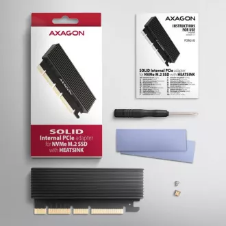 AXAGON PCEM2-XS, adapter za režo PCIe x16 - M.2 NVMe M-key, ohišje z radiatorjem za pasivno hlajenje AXAGON PCEM2-XS, adapter za režo PCIe x16 - M.2 NVMe M-key, ohišje z radiatorjem za pasivno hlajenje