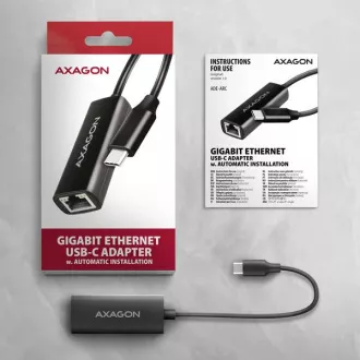 AXAGON ADE-ARC, USB-C 3.2 Gen 1 - Gigabitna ethernetna omrežna kartica, Realtek 8153, samodejna namestitev