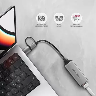 AXAGON ADE-TXCA, USB-C USB-A 3.2 Gen 1 - Gigabitna Ethernet omrežna kartica, Asix AX88179, samodejna namestitev AXAGON ADE-TXCA, USB-C USB-A 3.2 Gen 1 - Gigabitna Ethernet omrežna kartica, Asix AX88179, samodejna namestitev