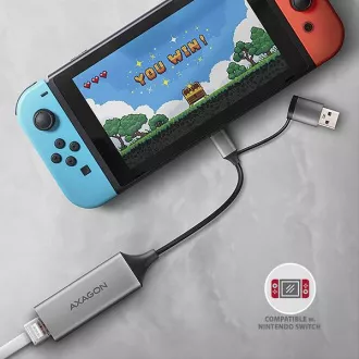 AXAGON ADE-TXCA, USB-C USB-A 3.2 Gen 1 - Gigabitna Ethernet omrežna kartica, Asix AX88179, samodejna namestitev AXAGON ADE-TXCA, USB-C USB-A 3.2 Gen 1 - Gigabitna Ethernet omrežna kartica, Asix AX88179, samodejna namestitev