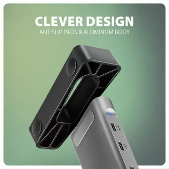 AXAGON HMC-10HLS, vozlišče USB 5Gb/s, 4x USB-A, HDMI 4k/60Hz, RJ-45 GLAN, SD/mSD, PD 100W, kabel USB-C 25cm
