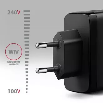 AXAGON ACU-DPQ100, omrežni polnilnik GaN, 100 W, 3x vhod (USB-A   dvojni USB-C), PD3.0/PPS/QC4 /Apple, črn