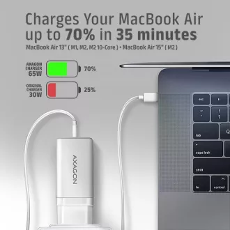AXAGON ACU-DPQ65W, omrežni polnilnik GaN 65 W, 3 vhodi (USB-A   dvojni USB-C), PD3.0/QC4 /PPS/Apple, bel