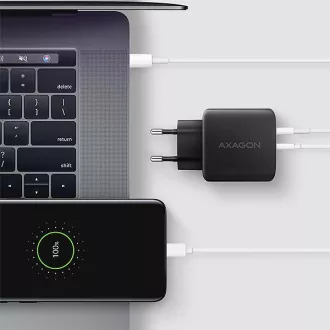 AXAGON ACU-PQ45 GaN omrežni polnilec 45 W, 2x vrata (USB-A   USB-C), PD3.0/PPS/QC4 /SFC 2.0/AFC/Apple