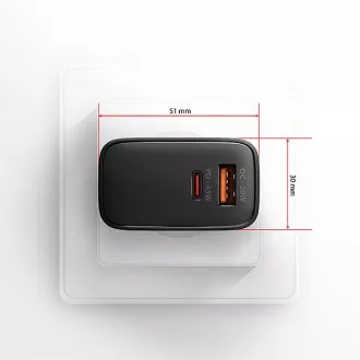 AXAGON ACU-PQ45 GaN omrežni polnilec 45 W, 2x vrata (USB-A   USB-C), PD3.0/PPS/QC4 /SFC 2.0/AFC/Apple