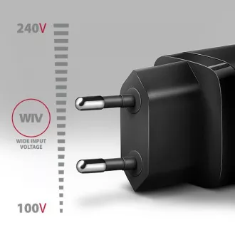 AXAGON ACU-PQ20, 20W omrežni polnilnik, 2x vhod (USB-A   USB-C), PD3.0/PPS/QC4 /AFC/Apple, črn