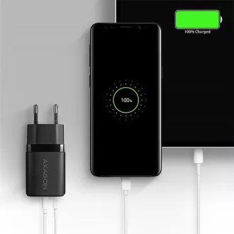 AXAGON ACU-PQ20, 20W omrežni polnilnik, 2x vhod (USB-A   USB-C), PD3.0/PPS/QC4 /AFC/Apple, črn