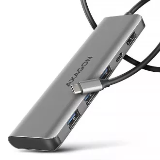 AXAGON HMC-5H, vozlišče USB 5Gb/s, 3x USB-A, HDMI 4k/30Hz, PD 100W, kabel USB-C 100cm