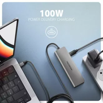 AXAGON HMC-5H, vozlišče USB 5Gb/s, 3x USB-A, HDMI 4k/30Hz, PD 100W, kabel USB-C 100cm