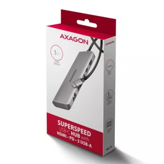 AXAGON HMC-5H, vozlišče USB 5Gb/s, 3x USB-A, HDMI 4k/30Hz, PD 100W, kabel USB-C 100cm