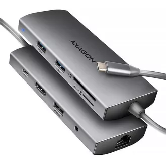 AXAGON HMC-8HLSA, vozlišče USB 5Gb/s, 3x USB-A, HDMI 4k/60Hz, RJ-45 GLAN, SD/microSD, zvok, PD 100W, kabel USB-C 20cm AXAGON HMC-8HLSA, vozlišče USB 5Gb/s, 3x USB-A, HDMI 4k/60Hz, RJ-45 GLAN, SD/microSD, zvok, PD 100W, kabel USB-C 20cm