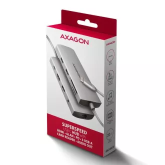 AXAGON HMC-8HLSA, vozlišče USB 5Gb/s, 3x USB-A, HDMI 4k/60Hz, RJ-45 GLAN, SD/microSD, zvok, PD 100W, kabel USB-C 20cm AXAGON HMC-8HLSA, vozlišče USB 5Gb/s, 3x USB-A, HDMI 4k/60Hz, RJ-45 GLAN, SD/microSD, zvok, PD 100W, kabel USB-C 20cm