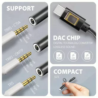 AXAGON ADA-HC, USB-C na 3,5-milimetrski priključek - avdio adapter DAC visoke ločljivosti, 384 kHz/32 bitov, stereo