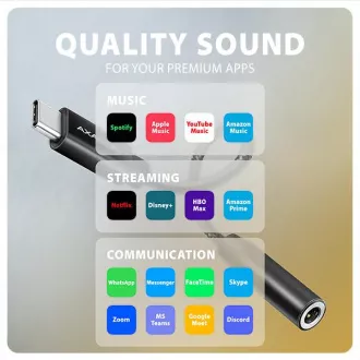 AXAGON ADA-HC, USB-C na 3,5-milimetrski priključek - avdio adapter DAC visoke ločljivosti, 384 kHz/32 bitov, stereo