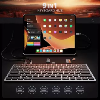 AXAGON HMC-KB-CS, vozlišče USB 5 Gb/s s tipkovnico CZ/SK, HDMI 4K/60Hz, 3x USB-A, SD/mSD, avdio, PD 100W, kabel USB-C 60cm AXAGON HMC-KB-CS, vozlišče USB 5 Gb/s s tipkovnico CZ/SK, HDMI 4K/60Hz, 3x USB-A, SD/mSD, avdio, PD 100W, kabel USB-C 60cm