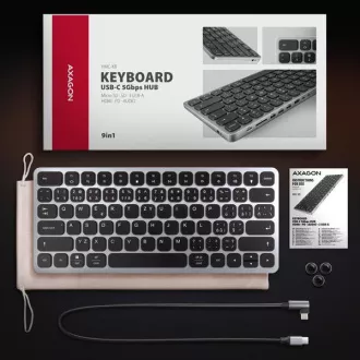 AXAGON HMC-KB-CS, vozlišče USB 5 Gb/s s tipkovnico CZ/SK, HDMI 4K/60Hz, 3x USB-A, SD/mSD, avdio, PD 100W, kabel USB-C 60cm AXAGON HMC-KB-CS, vozlišče USB 5 Gb/s s tipkovnico CZ/SK, HDMI 4K/60Hz, 3x USB-A, SD/mSD, avdio, PD 100W, kabel USB-C 60cm